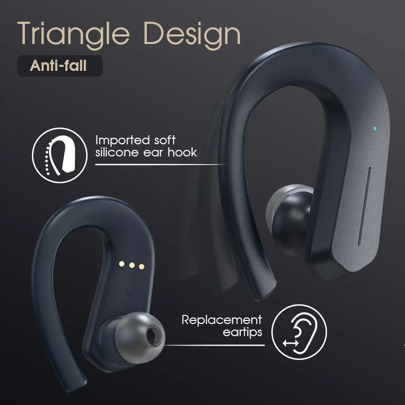 Фото GGMM T1 Беспроводные Bluetooth-наушники 36 часов с длительным сроком службы батареи, сенсорный переключатель, IPX7, водонепроницаемые, легкие спортивные наушники №1