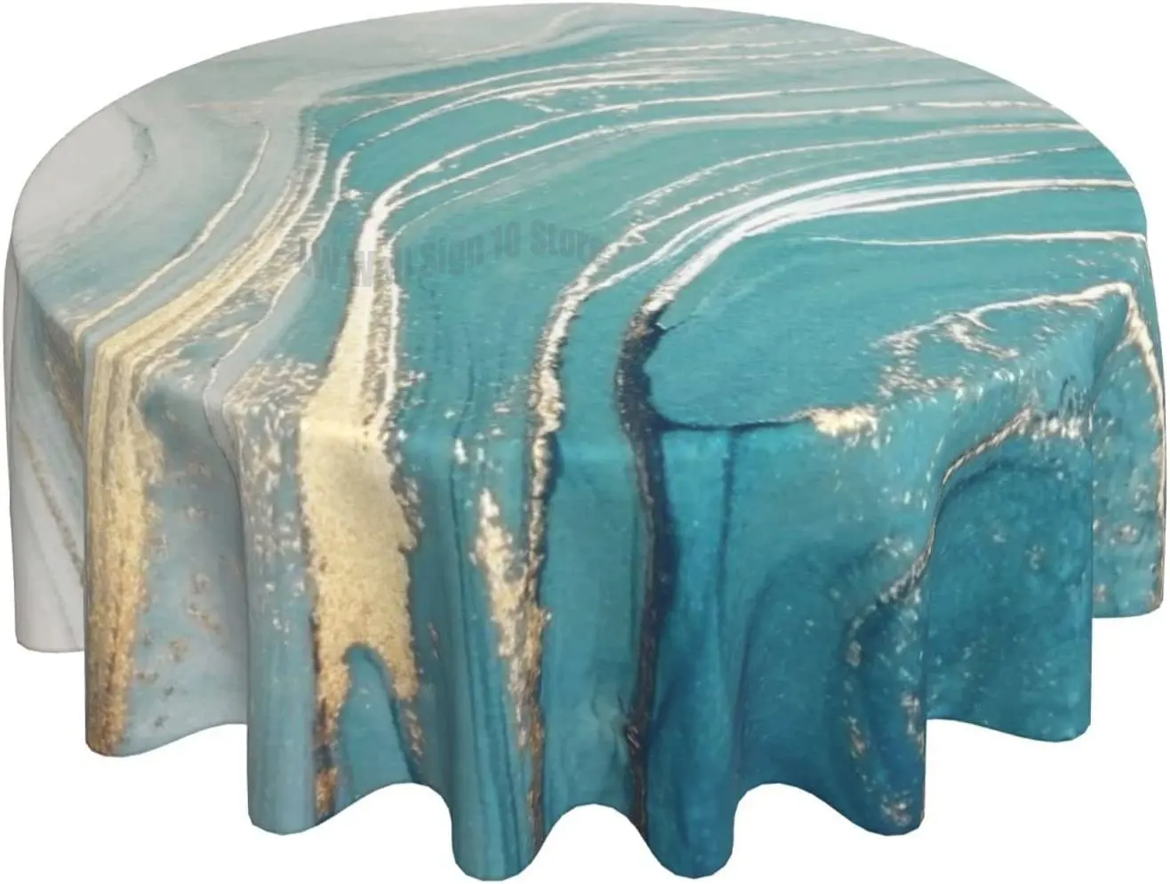 

Blue and Turquoise Marble Round Tablecloth Water Resistant Spill Proof Washable Table Cloth Decorative Fabric Table Cover