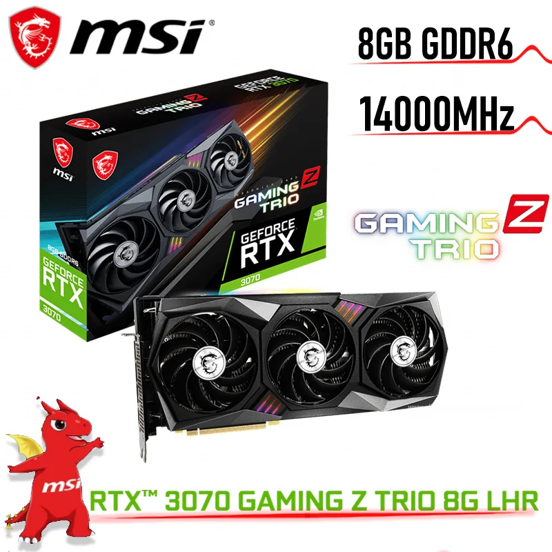 GDDR6 Card MSI RTX 3070 GAMING Z TRIO 8G LHR 14000MHz GDDR6 7680×4320 RTX3070 Graphics RTX3070 video card GDDR6 HDCP New 256bit
