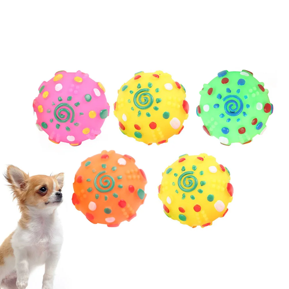 

5pcs Dog Sound Toy Funny Playing Toy Creative Pet Ball Toy Bite Resistance Ball (Random Color)