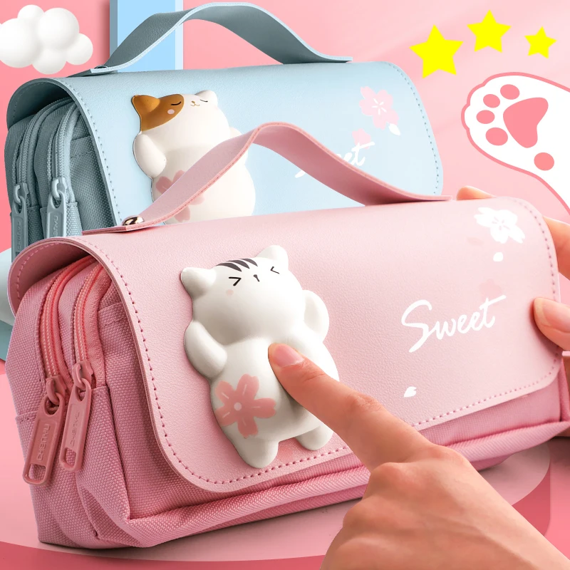 

Cute Decompression Pencil Case Bag Large Capacity Pouch For Girls Back To School Supplies Kawaii Korean Stationery