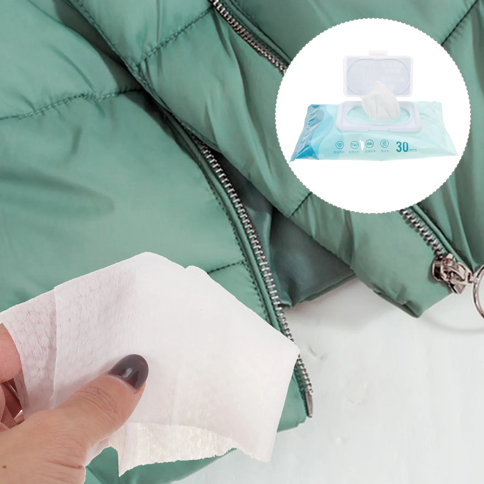 

5 Packs Portable Cleaner Jacket Cleaning Towel Wet Wipes Tissue Polyethylene Glycol 400