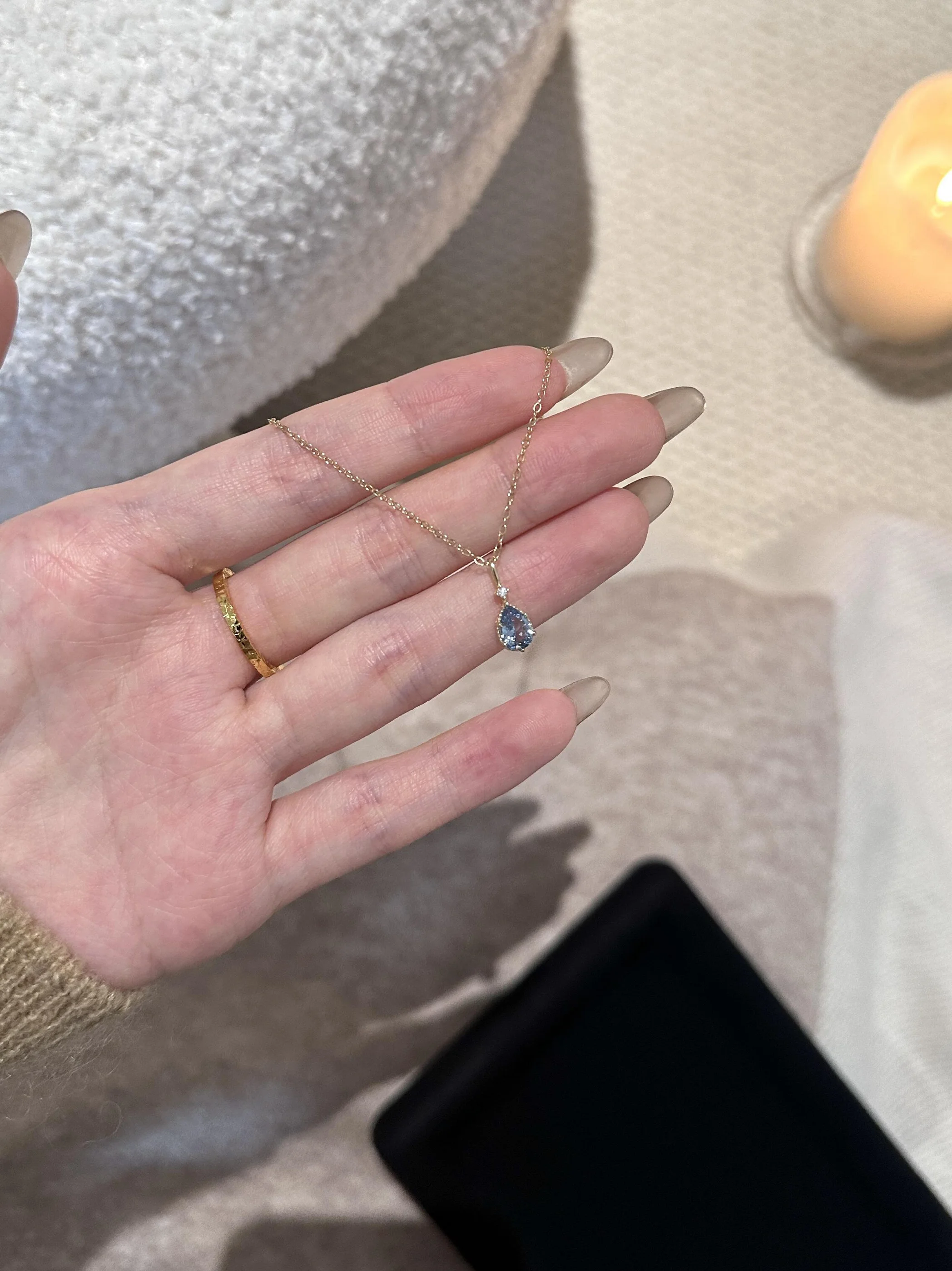 S925 Легкое роскошное популярное ожерелье Sky Ci Water Drop Lake Blue Цвет Высококачественное