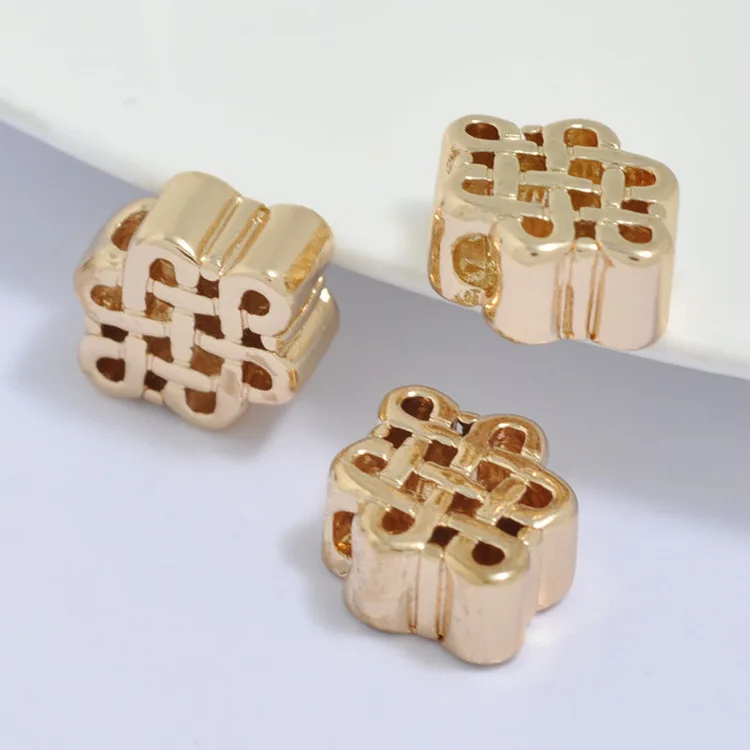 

20PCS 24K real gold creative through hole beads copper partition beads DIY handmade jewelry accessories wholesale