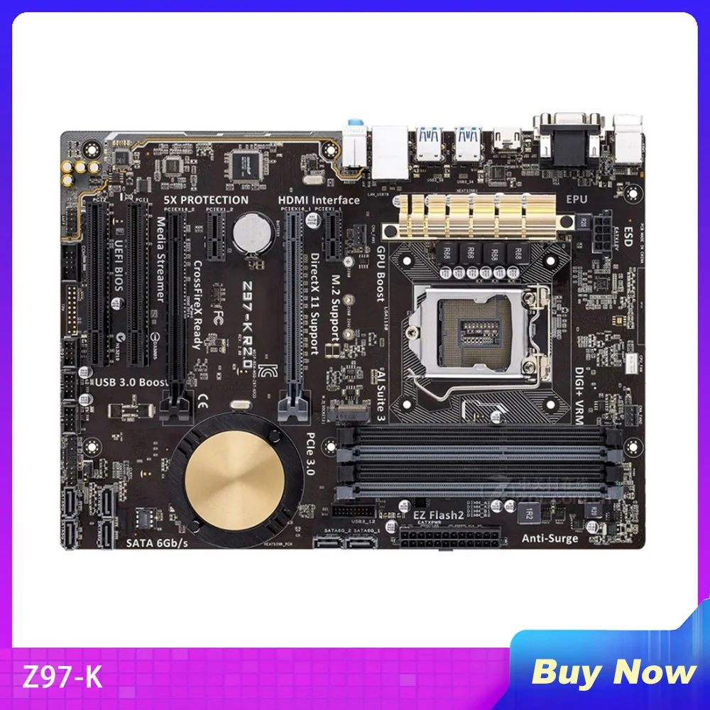 Desktop Motherboard for Z97-K R2.0 LGA 1150 DDR3 i7 i5 i3 CPU 32G SATA3 USB2.0 UBS3.0 Fully Tested,High Quality