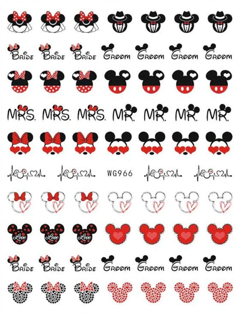 

1PCS Valentine's Day Limited Edition Cartoon Mickey 3D Adhesive Stickers Nail Art Supplies Disney Princess Stitch Nail Stickers