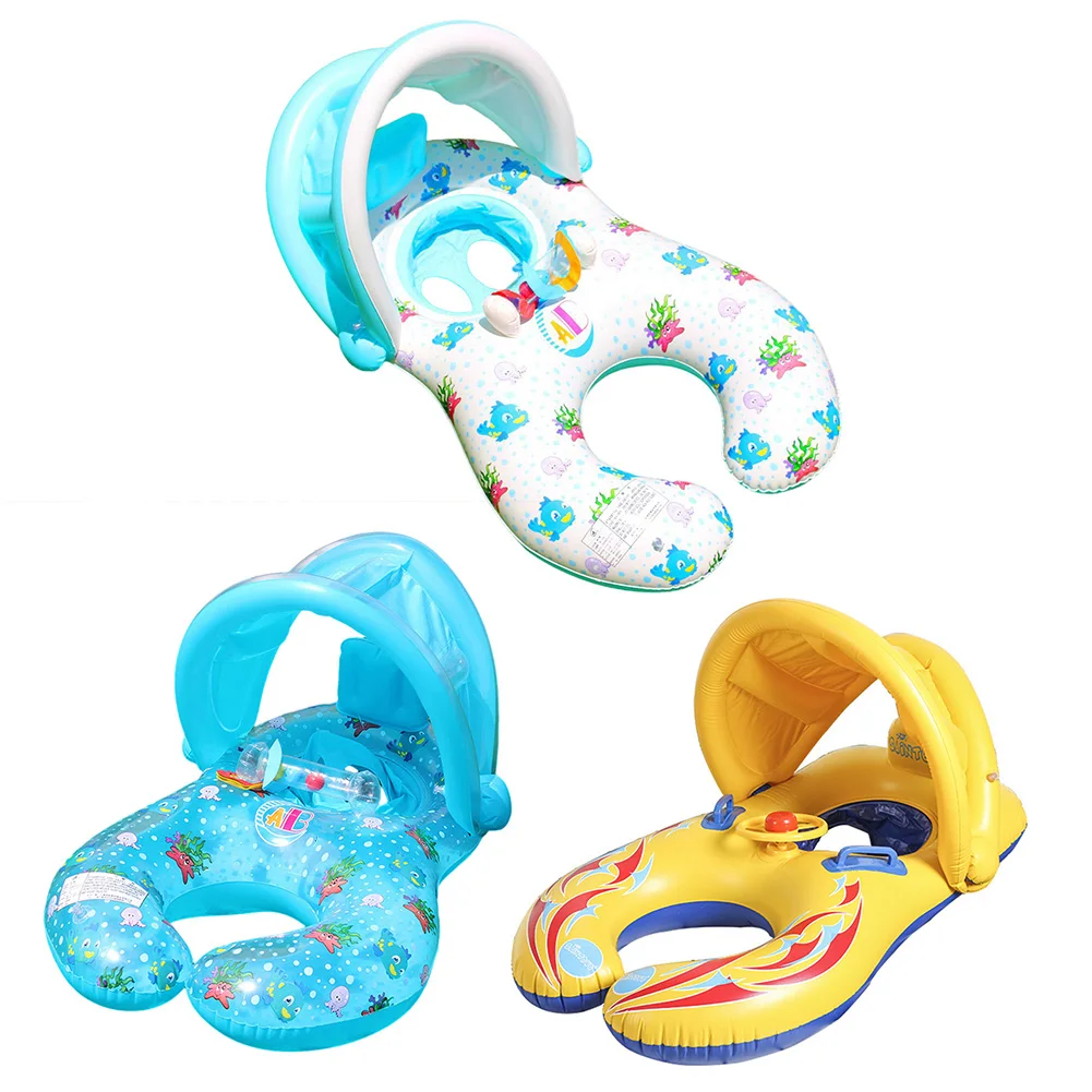 

PVC Pool Floats Toy Wear-Resistant Children Swimming Lifebelt Ring Reusable Convenient with Sunshade Safety Seat for Beach Party