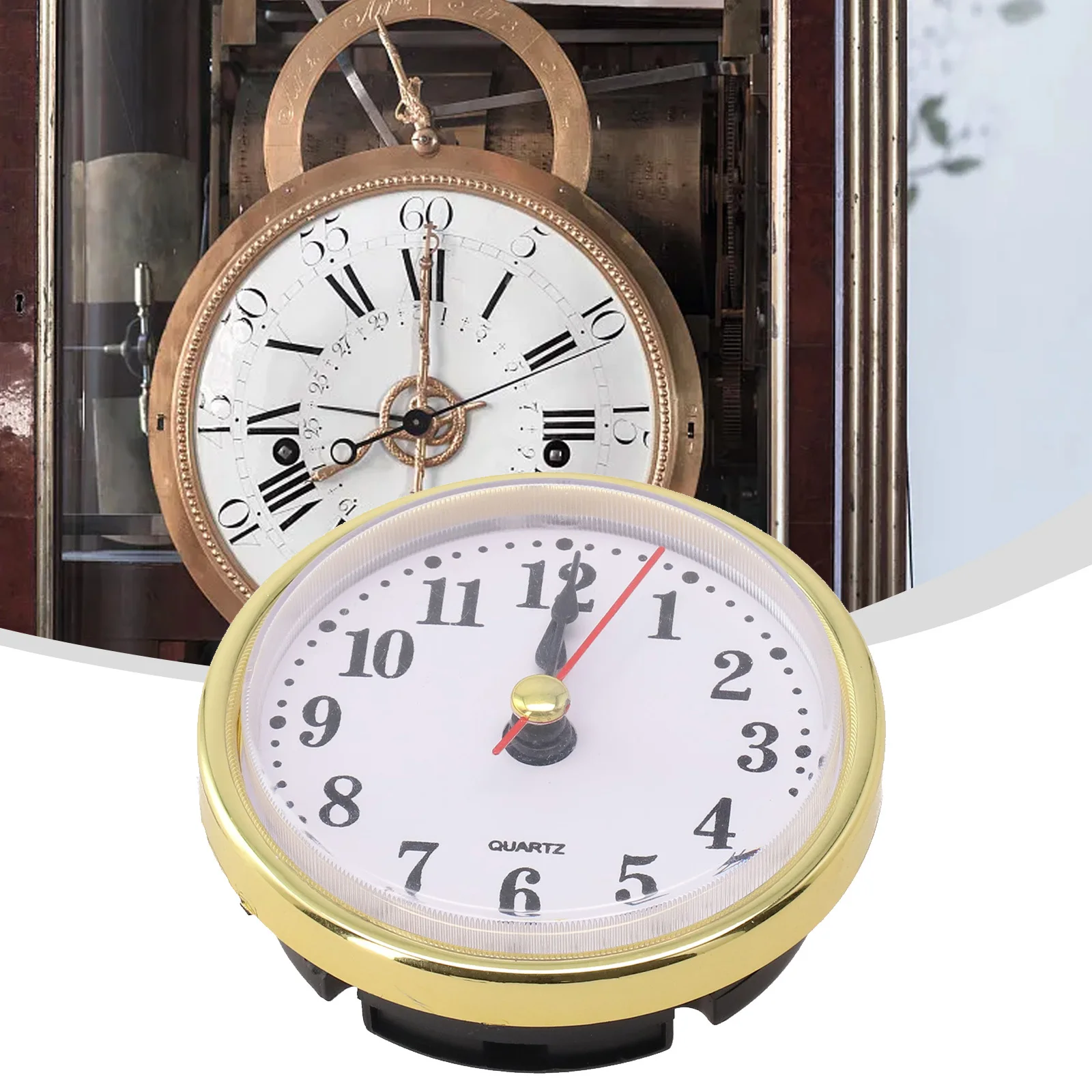

Quartz Clock Inserts Precision Movement Replacement DIY Clock Household Desktop Decorations Silvery Arabic Numbers Gold 65mm