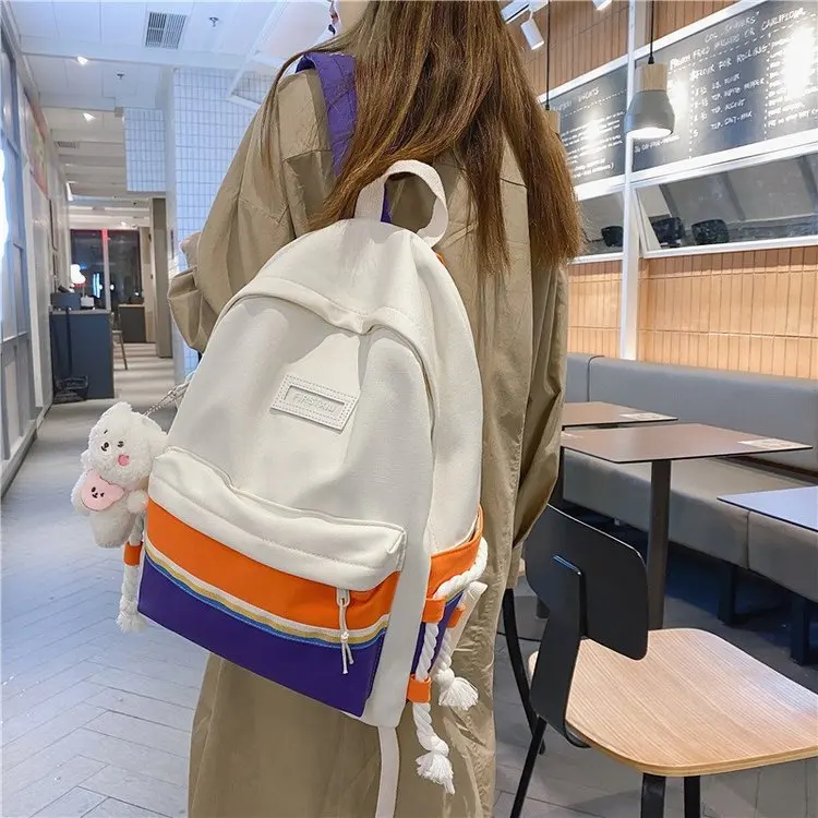 

Модный Большой Студенческий рюкзак, новый рюкзак с значками для девочек, школьная сумка, вместительный женский рюкзак, женский милый, для от...