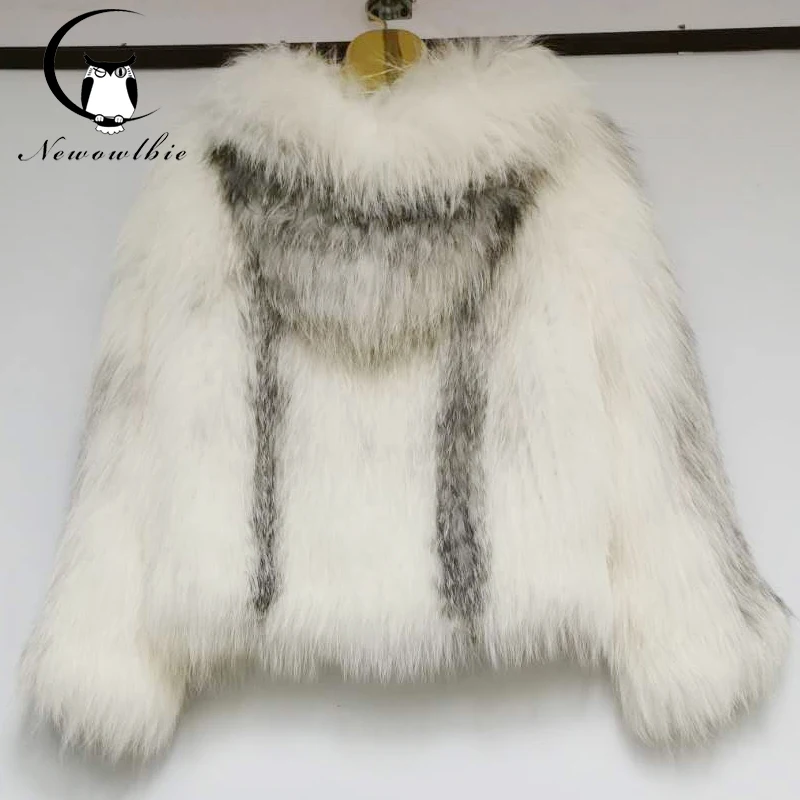 Enlarge New style natural fox knitted coat with cap women's real fur coat imported high quality fox fur fashionable, elegant and warm