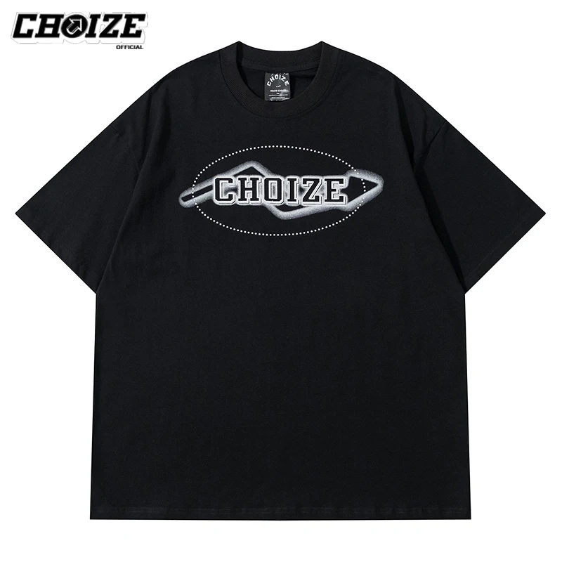 

CHOIZE Hip Hop Harajuku T-Shirt Streetwear Letter Arrow Printed T Shirt 2022 Summer Short Sleeve Tshirt Cotton Casual Tops Tees
