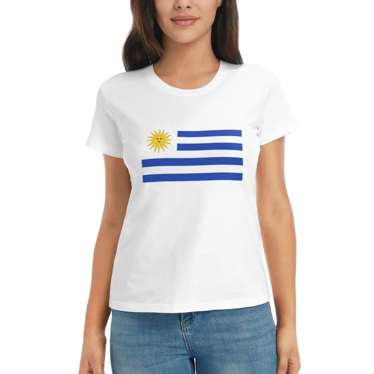 

R182 Uruguay Flag Uruguay Flag (2) Campaign Tees High grade Fitness White Creative Eur Size