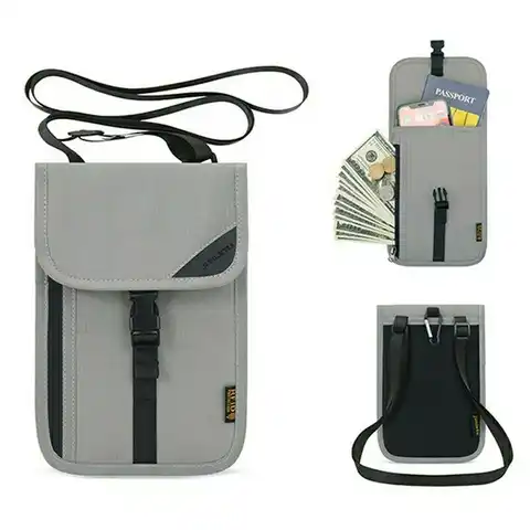 Многофункциональный кошелек с защитой от кражи и RFID-защитой, скрытая дорожная накладка на шею, Обложка для паспорта, держатель для удостове...