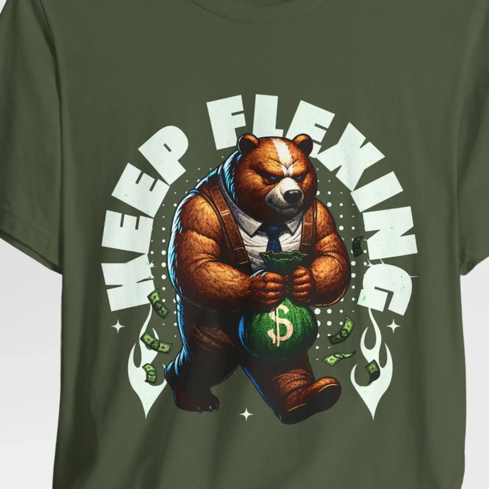 Футболка с надписью Keep Flexing Money Bag Bear