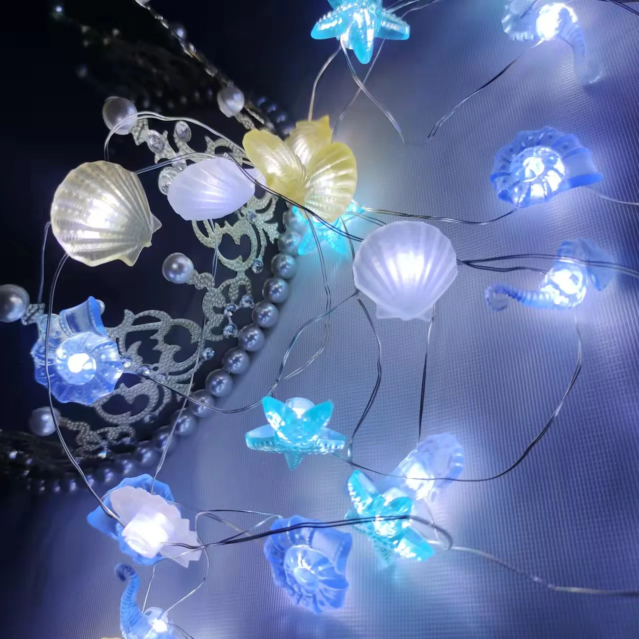 

2m 20led Ocean Series Shell Starfish Seahorse Conch Led String Under The Sea Party Little Mermaid Theme Birthday Party Supplies