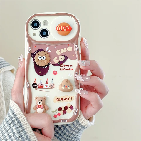 Защитный чехол с 3d-изображением колбасы хлеба и нажимных ручек для iPhone