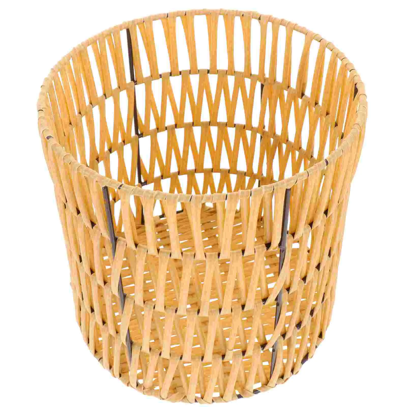 

Basket Woven Trash Can Bin Rattan Wicker Waste Garbage Storage Laundry Planter Seagrass Bathroom Wastebasket Fruit Organizer