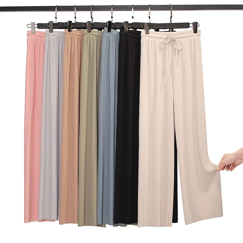 

2022 Pants Women Pants Ice Silk Long Pants Women's Straight Pantalon Pour Femme Pants Loose Thin High Waist Wild Straight