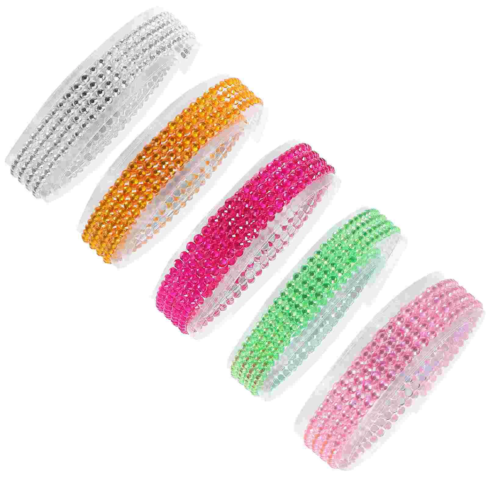 

5 Rolls DIY Self-adhesive Sparkling Rhinestone Tapes Craft Decorative Tapes