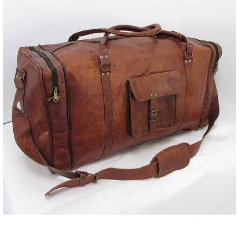 Bag Leather Cunning Duffle Travel Genuine Luggage Overnight Vintage Men Travel Bag