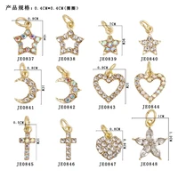 10pcslot rhinestone alloy nail charms korean gold metal starmooncross shape nail ring accessories nail art decorations 2022