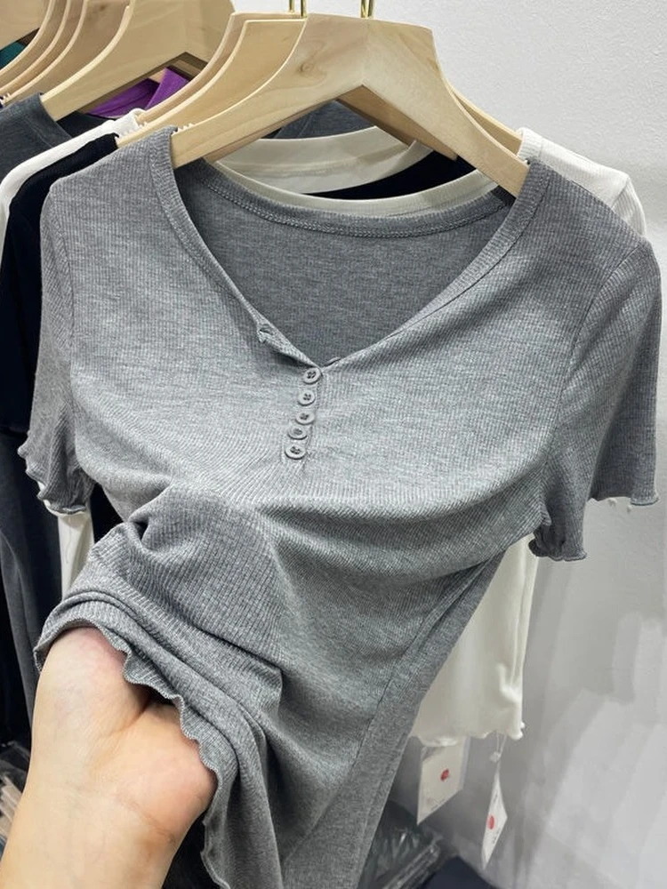 

Summer Women T Shirt Girls T-Shirt Woman Clothes Tops Cotton Slim Tshirt Female Short Sleeve Crop Top Spring Tee Sexy Skinny Y2k