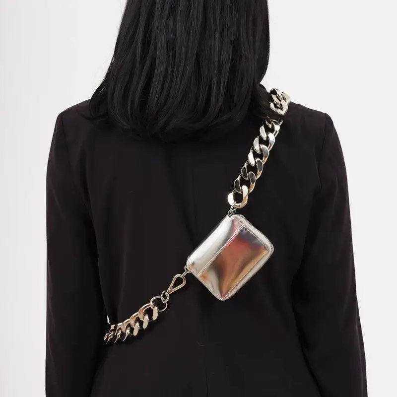 

Модная женская роскошная сумка 2023 дюйма, металлическая сумка через плечо с толстой цепочкой, миниатюрная сумка для телефона, легкий и простой новый кошелек для женщин