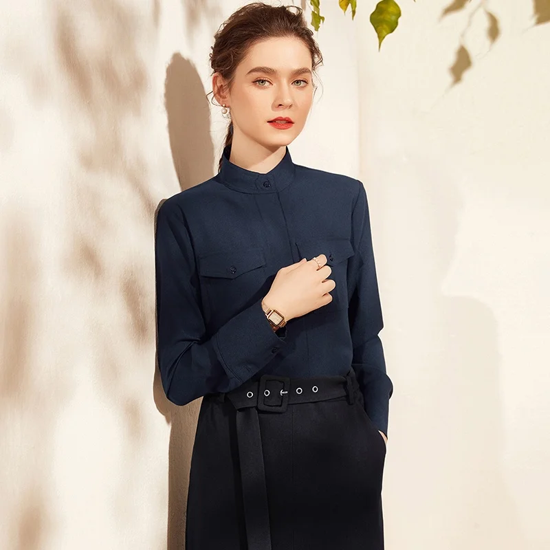 Рубашки с воротником-стойкой женские рубашки длинным рукавом в стиле вестерн