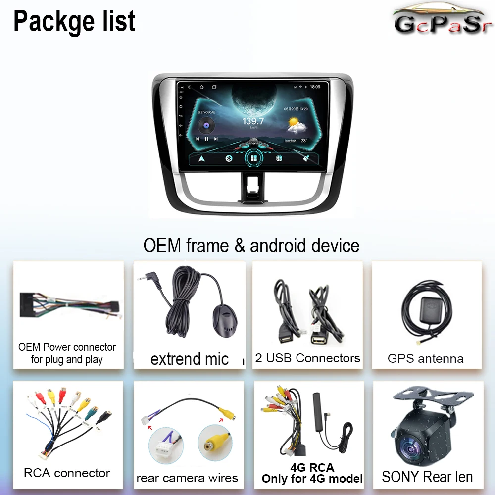 Автомагнитола на Android для Toyota Vios Yaris L 2016-2019 автомобильное радио мультимедийный