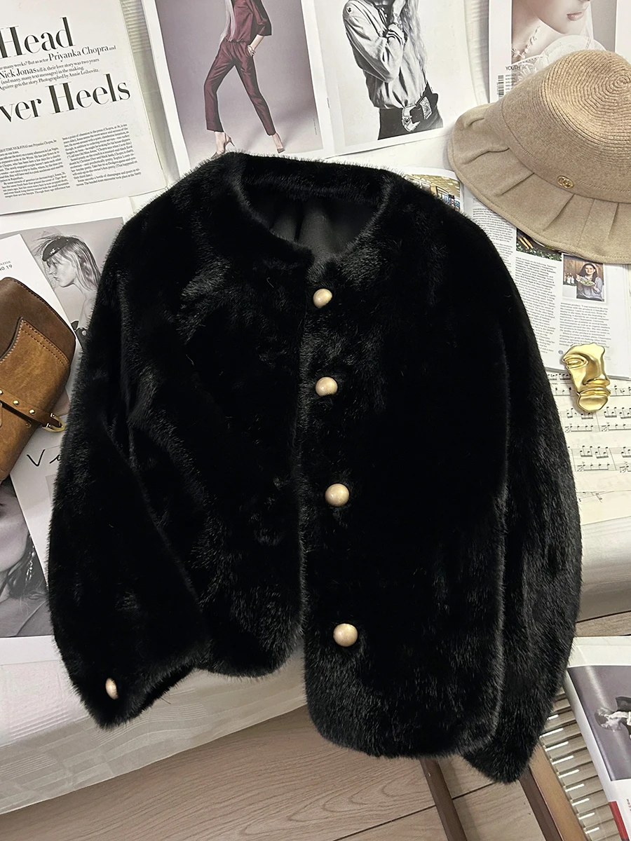 Зимнее норковое пушистое короткое пальто женское утолщенное зимнее 2024 новая