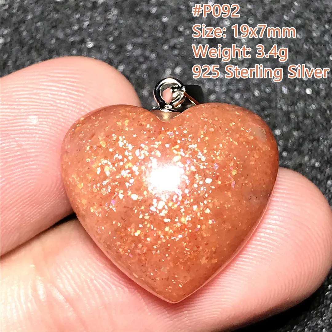 

Top Natural Strawberry Quartz Gold Sunstone Pendant For Women Men Gift 19x7mm Beads Crystal Stone 925 Silver Heart Jewelry AAAAA