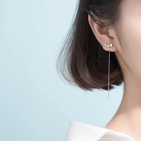 925 sterling silver korean fashion elegant star tassel stud earrings women simple wild hip hop rock wedding party jewelry hot