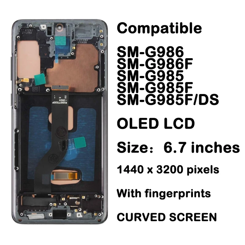 Фото 100% протестированный 6,7-дюймовый AMOLED-дисплей для Samsung S20 PLUS LCD G985 G985F G985F/DS G986 с дигитайзером отпечатков пальцев в сборе №2