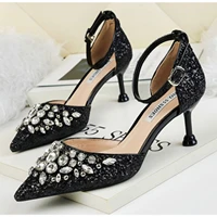 pumps women shoes chic summer 2022 new crystal rhinestone bling elegant luxury designer fashion pointed office bridal high heels