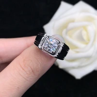 certified solid 14k white gold au585 males ring test real 1ct diamond engagement rings for man d color white bright jewelry