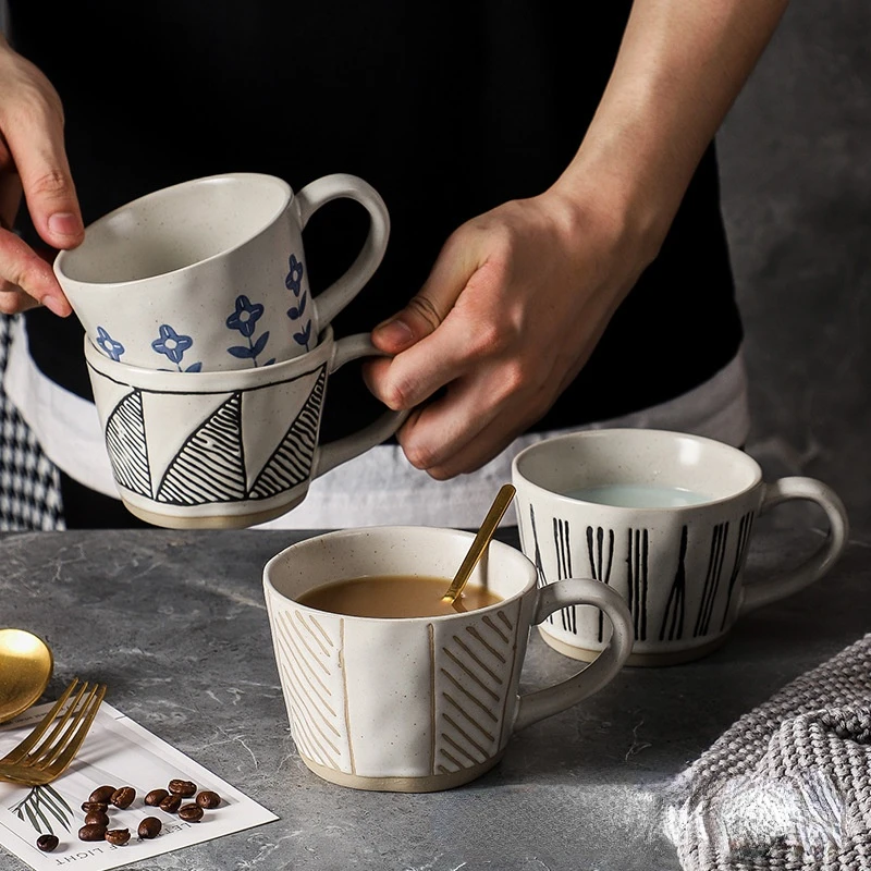 

Керамическая кружка в японском стиле, 300 мл, кофейная чашка ручной работы в стиле ретро, керамическая чашка для воды, для ресторана, дома, бол...