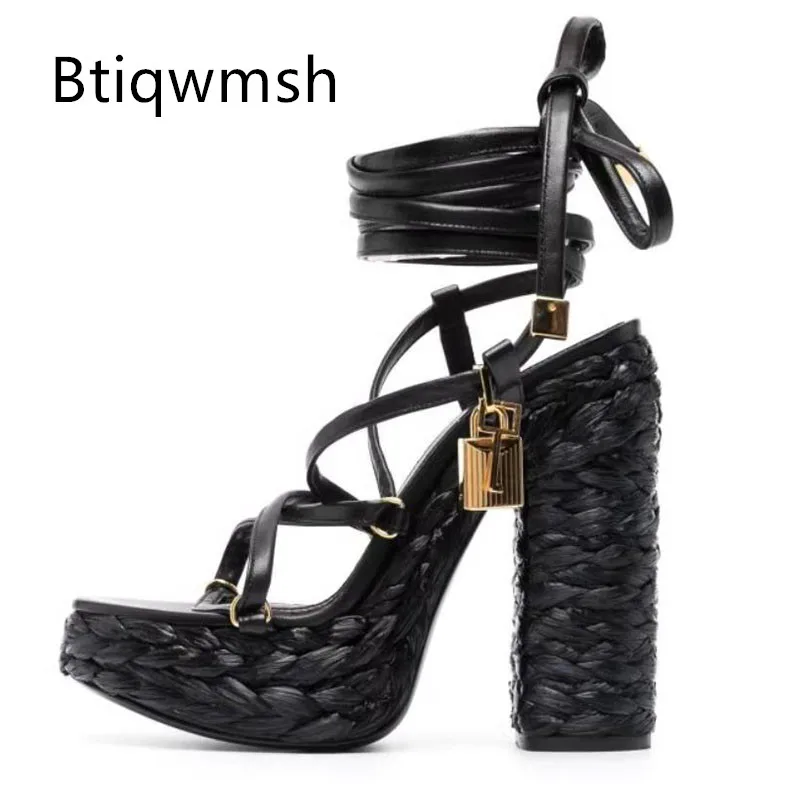 

Женские сандалии-гладиаторы из натуральной кожи, с открытым носком, на высоком каблуке