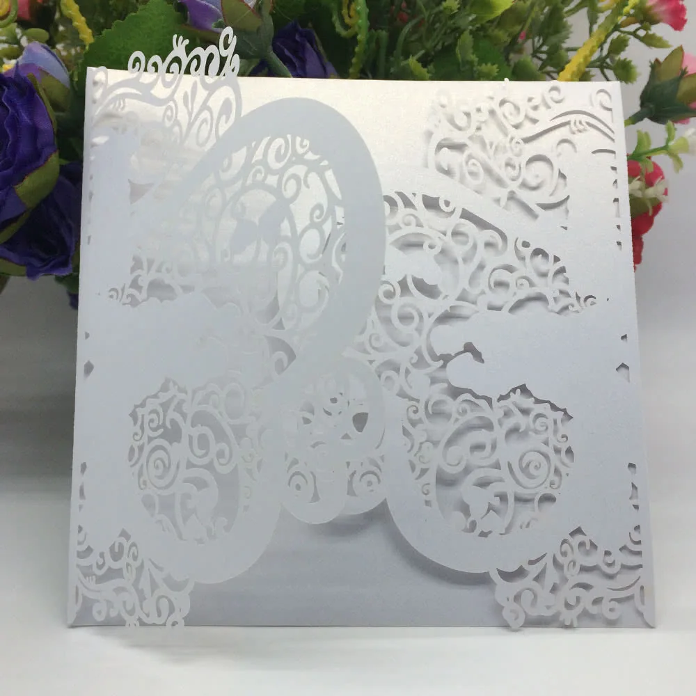 50 шт. Романтическая Свадебная пригласительная открытка с изящным резным узором в