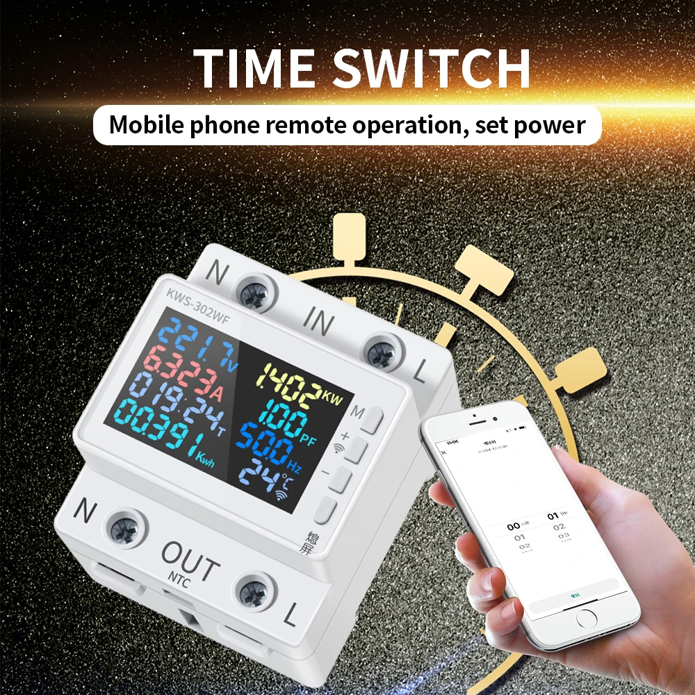 8 в 1 WIFI Электрометр переменного тока 2P Стандартная орбитальная установка Телефон