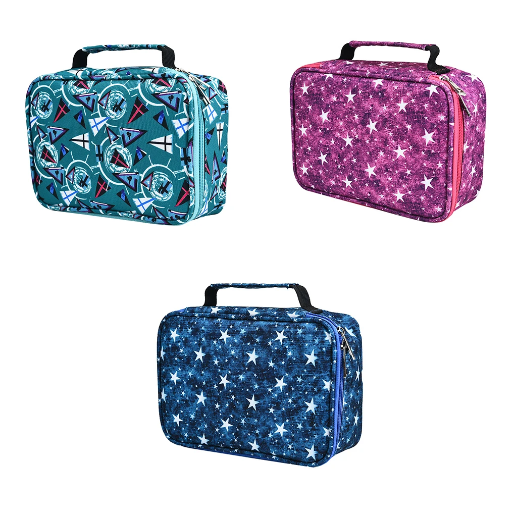 

Frosted Cloth Pencil Bag Zipper 3 Layer Lifting Handle Washable Multi Pocket 72 Hole Drawing Pen Stationery Organizer Case