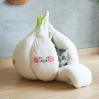 Funny Garlic Cat Bed Mat Soft Warm Pet Cat House Soothing Cat Bed for Dog Cat Sitting Home Puppy Sleeping Plush Nest Cave
