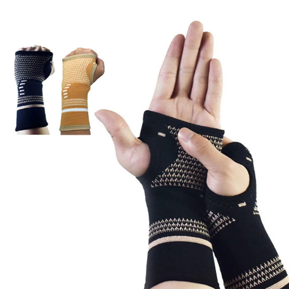

Breathable Copper Nylon Wrist Guard Band Brace Support Sports Pain Relief Wrap Bandage Moisture Wicking For Golf Volleyball Gym