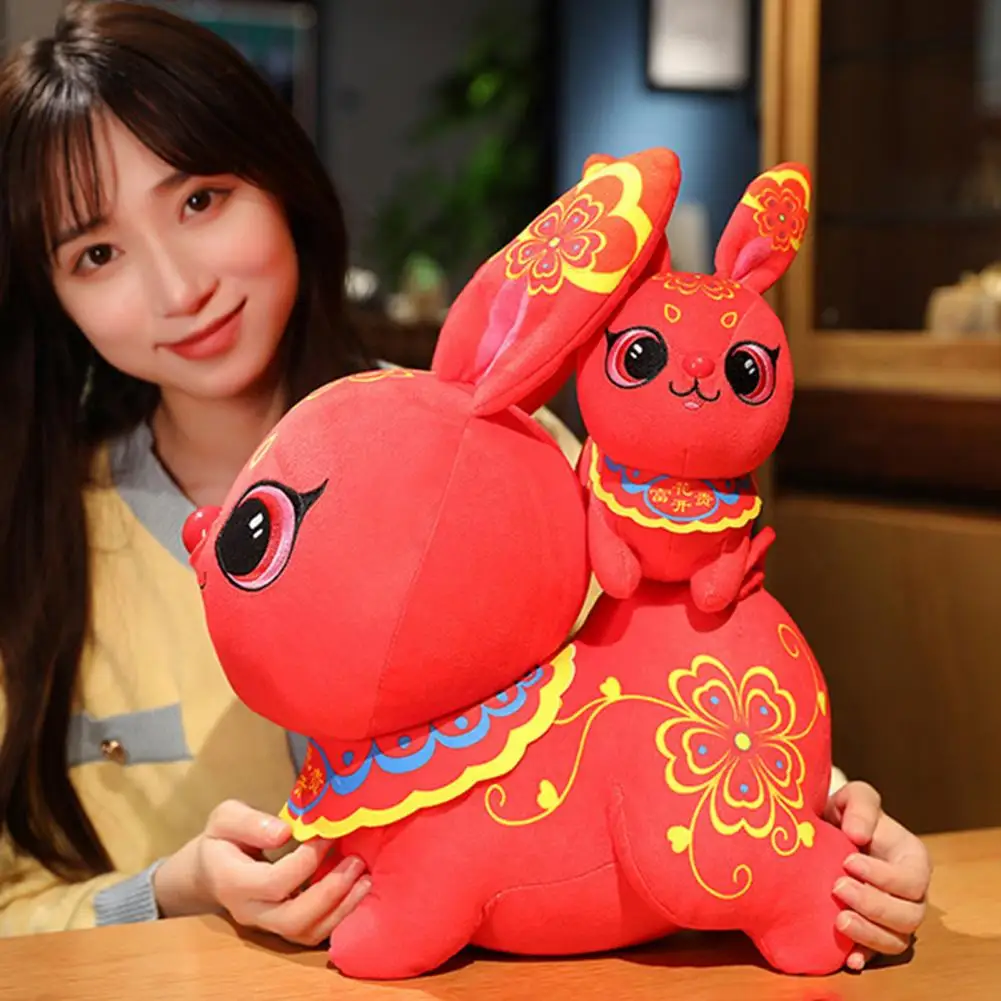 

Plush Toy Festive Exquisite Decorate Rabbit Plush Doll Toy Zodiac Rabbit Doll for New Year