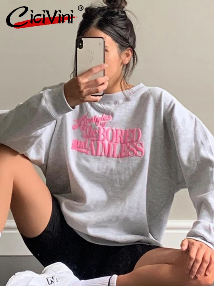 

CiciVini Women Sweatshirt Long Sleeve 2022 Autumn Hoodies Loose Stylish Fashion Pullover Daily Chic New Arrival Tops Size S-L