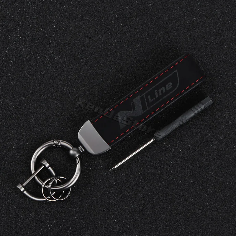 

Кожаный брелок для автомобильного стайлинга для Hyundai N Line I10 I20 I30 Tucson Sonata Elantra Veloster Kona Azera Nline аксессуары