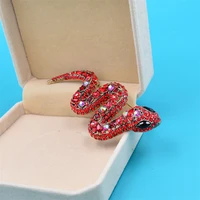 rhinestone large snake brooches for women vintage fashion animal pin coat winter jewelry gift