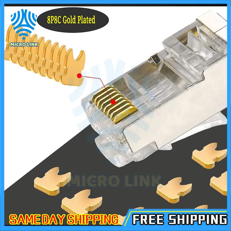 20 шт./упаковка коннекторы RJ45 Cat6a Cat6 для 23 AWG Позолоченные 8P8C |