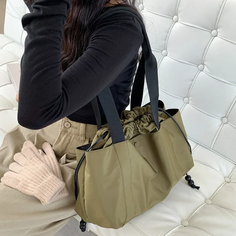 

All Match Nylon Casual Tote Bag Women Korean Fashion Solid Shoulder Bags for Women High-capacity Portability Hand Bag Сумка
