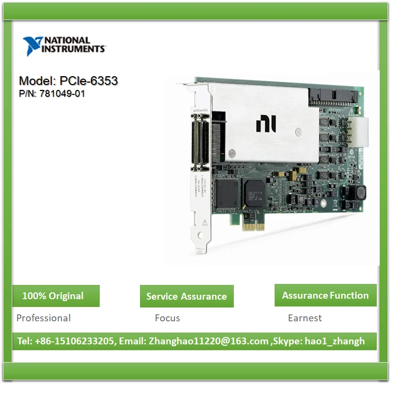

NI PCIe-6353 781049-01 PCI Express, 32 road AI (16, 1.25 MS/s), 4 road AO (2.86 MS/s), 48 road DIO, multifunction I/O devices