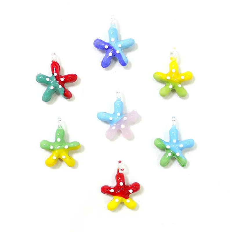 

2PCs Cute Mini Starfish Charm Glass Pendant Gradient Sea Stars Ornaments Fashion DIY Women's Jewelry Earrings Making Accessories